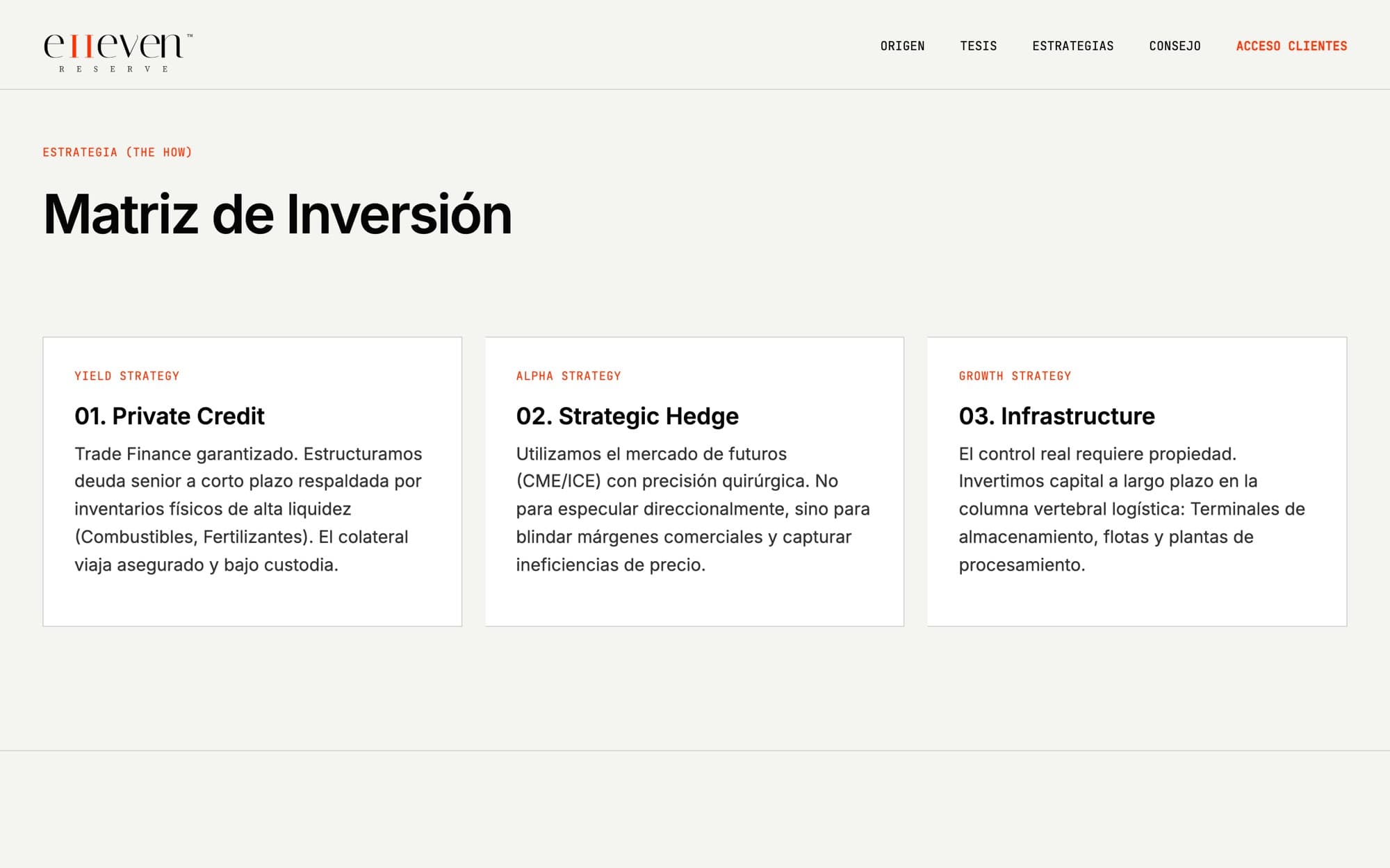 Matriz de inversión: crédito privado, cobertura estratégica e infraestructura