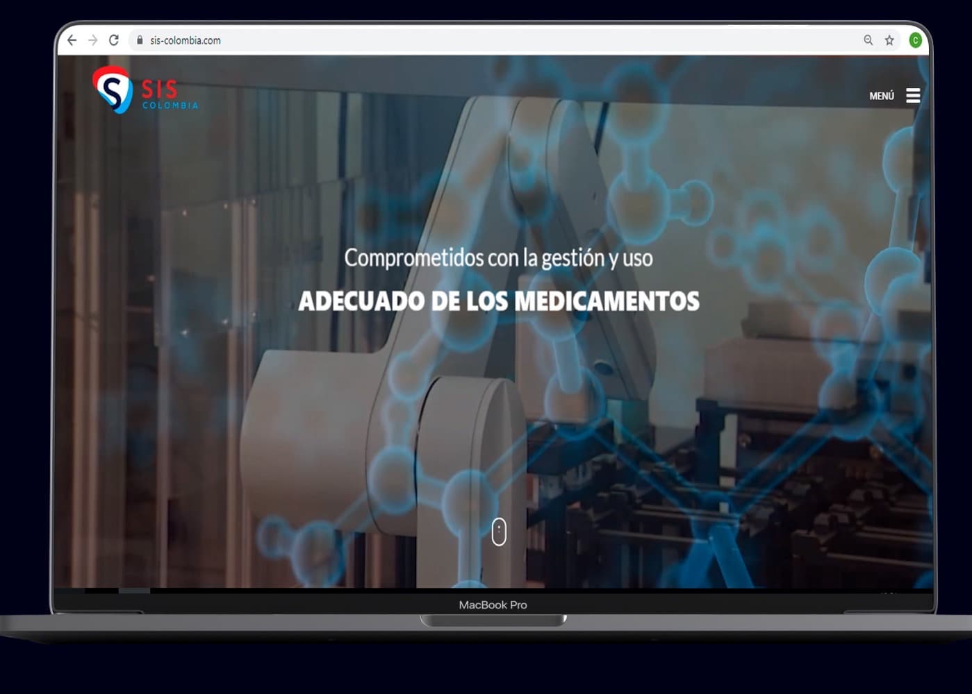 Sitio web de SIS Colombia en un portátil