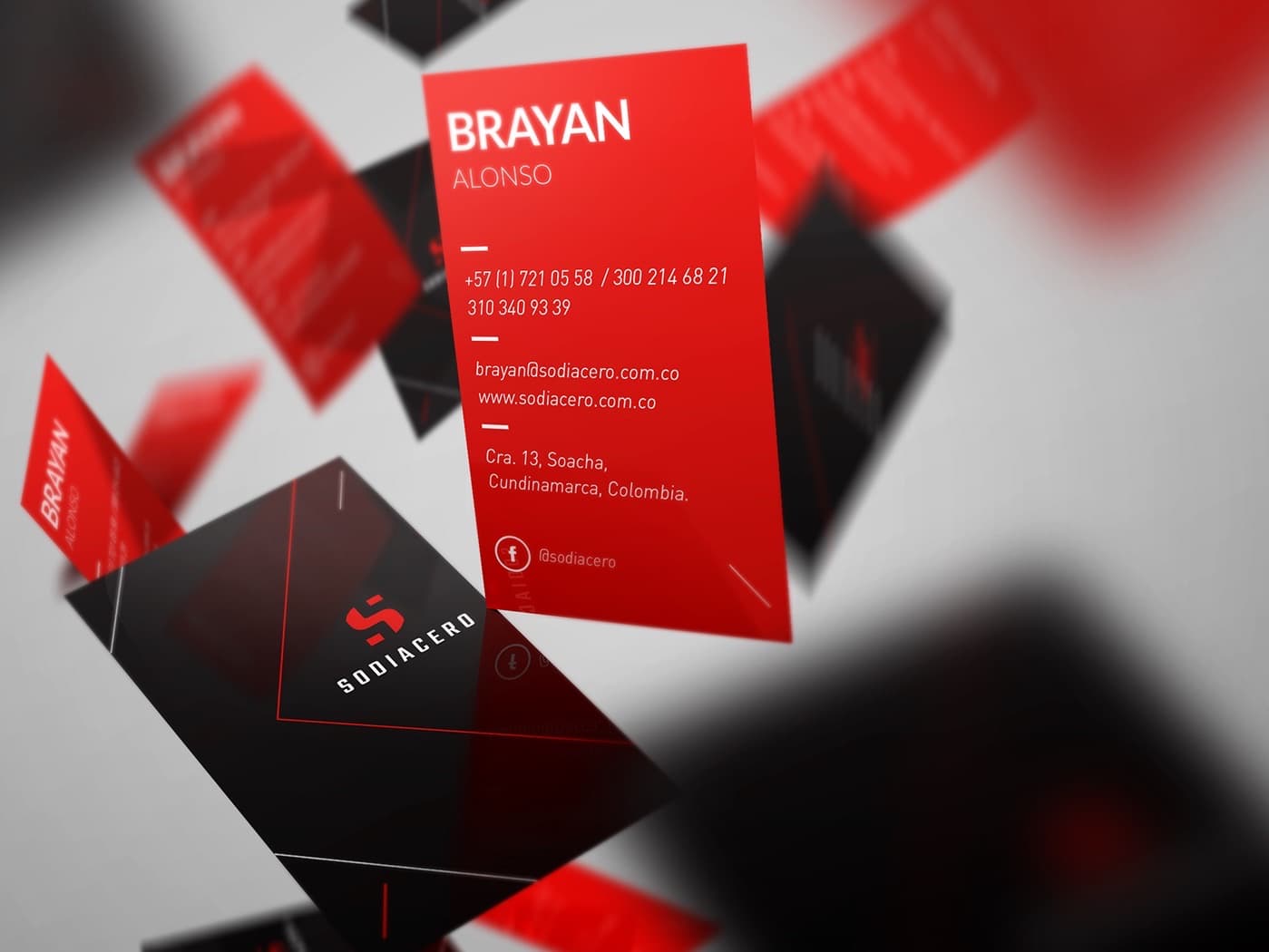 Tarjetas de presentación en negro y rojo