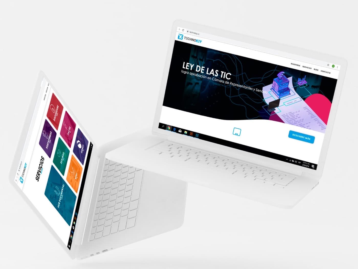Sitio web de Technokey en un portátil y una tableta