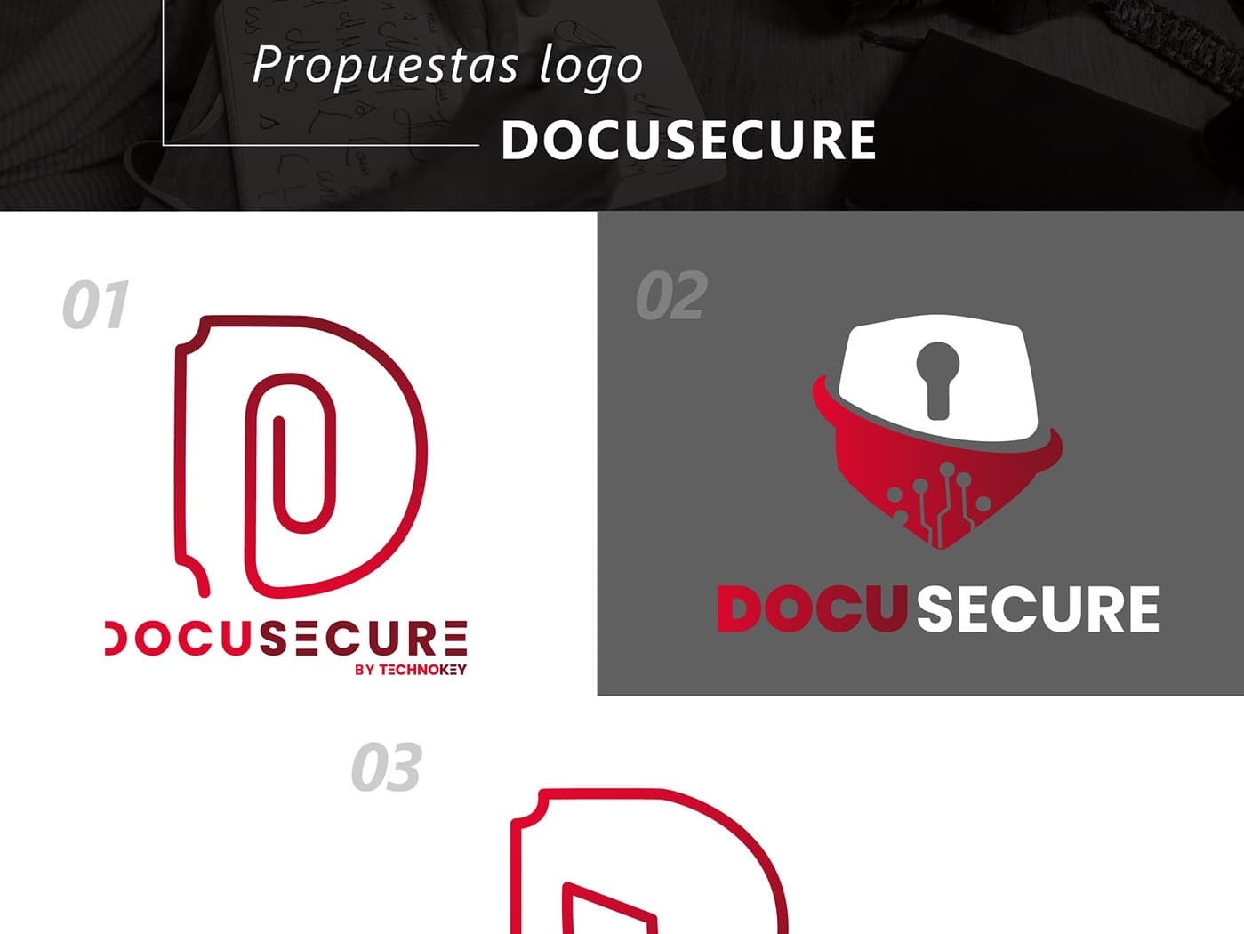 Propuestas de logotipo para la submarca DocuSecure